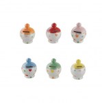 Bomboniera Salvadanaio in Ceramica Colorata con Cuori e Pois Sei mini salvadanai in ceramica colori assortiti con decorazioni a cuori e pois