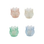 Candela in Vasetto Fiore in Vetro – Bomboniera Colorata e Shabby (6cm) Set di 4 candele in vasetto a forma di fiore in colori pastello per bomboniere.