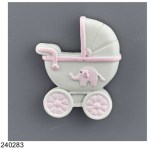 1240283 - MAGNETE CARROZZINA ELEF.ROSA H4CM Bomboniera magnete carrozzina con elefantino rosa h.4cm - idea tenera e originale per nascita, battesimo e eventi baby girl