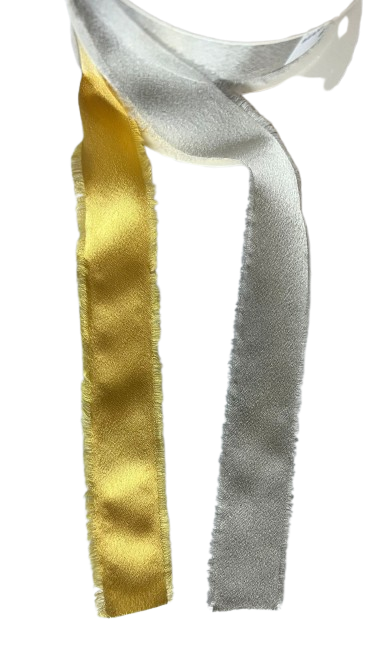 Nastro effetto seta chiffon 25mm x 15mt nei colori oro e argento per bomboniere e confezionamenti raffinati