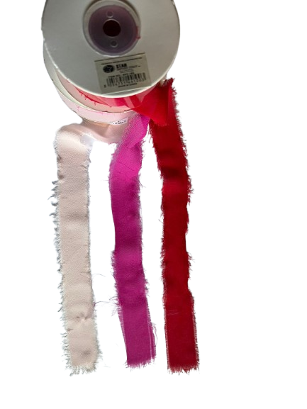 Nastro in fibra Fiber Ribbon 30mm x 15mt nei colori fuxia, rosso e light pink per bomboniere e confezionamenti vivaci