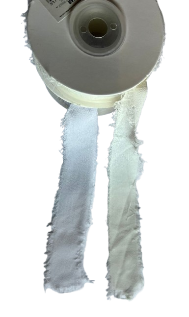 Nastro in fibra Fiber Ribbon 30mm x 15mt nei colori bianco e ecru' per bomboniere e confezionamenti neutri